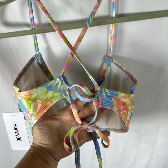Hurley Bikini Top Tropical Stringy Size XL NWT Pastel Colors - Picture 3 of 5